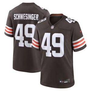 Men's Carson Schwesinger #49 Brown Cleveland Browns 2025 Draft Game Jersey