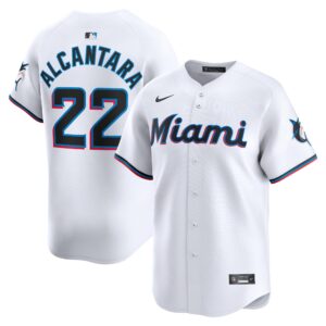 Men's Miami Marlins Sandy Alcantara  White Home Limited Player Jersey