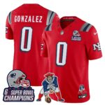Christian Gonzalez #0 New England Patriots 2025 Rivalries 6x Champions & Throwbacks Mascot Patch Vapor Limited Jersey - All Stitched