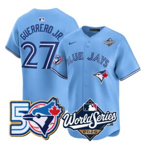 Vladimir Guerrero Jr. #27 Toronto Blue Jays 50th 2025 World Series Limited Jersey Stitched Light Blue