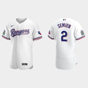 Men's Texas Rangers #2 Marcus Semien White Home Flex Base Jersey