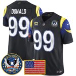 Aaron Donald #99 Los Angeles Rams 2025 United States 250th Anniversary Patch Vapor Limited Jersey - All Stitched
