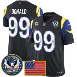 Aaron Donald #99 Los Angeles Rams 2025 United States 250th Anniversary Patch Vapor Limited Jersey - All Stitched