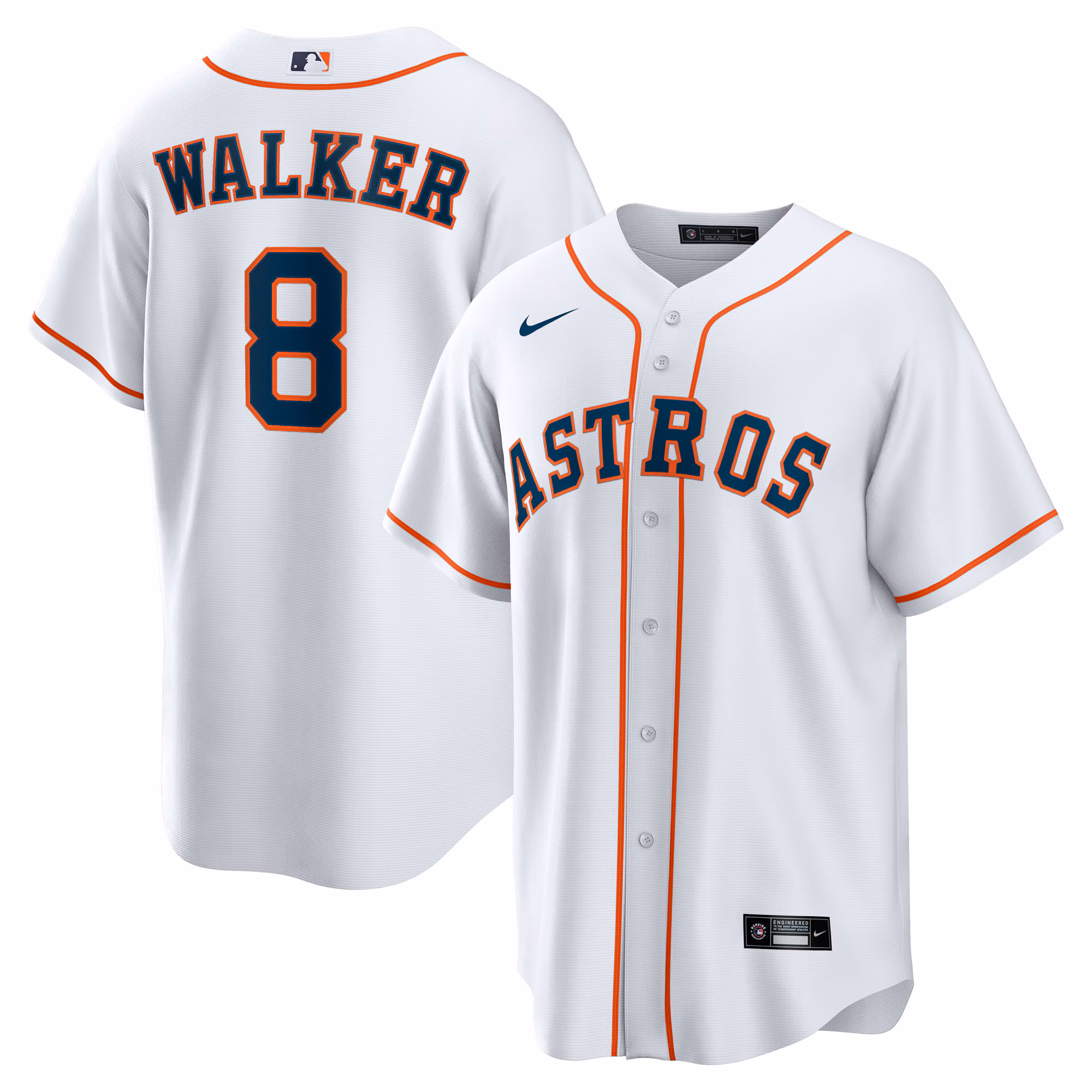 Houston Astros Christian Walker #8 White Home Replica Jersey