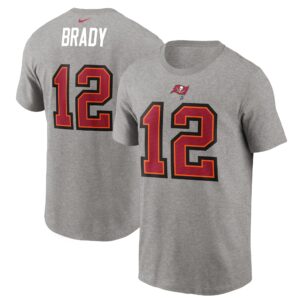 Men's Tom Brady Gray Tampa Bay Buccaneers Name & Number T-Shirt