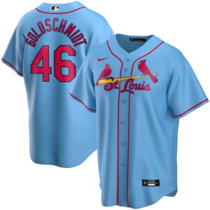 Men's  St. Louis Cardinals #46 Paul Goldschmidt  Light Blue Alternate 2020 Jersey