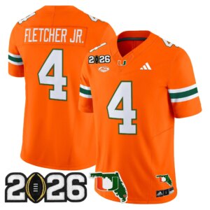 Mark Fletcher Jr. #4 Miami Hurricanes MIA 2026 CFP Final & Florida Patch Vapor Limited Jersey - All Stitched