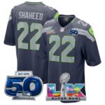 Rashid Shaheed #22 Seattle Seahawks Super Bowl LX 50th Season Patch College Navy Team Game Jersey