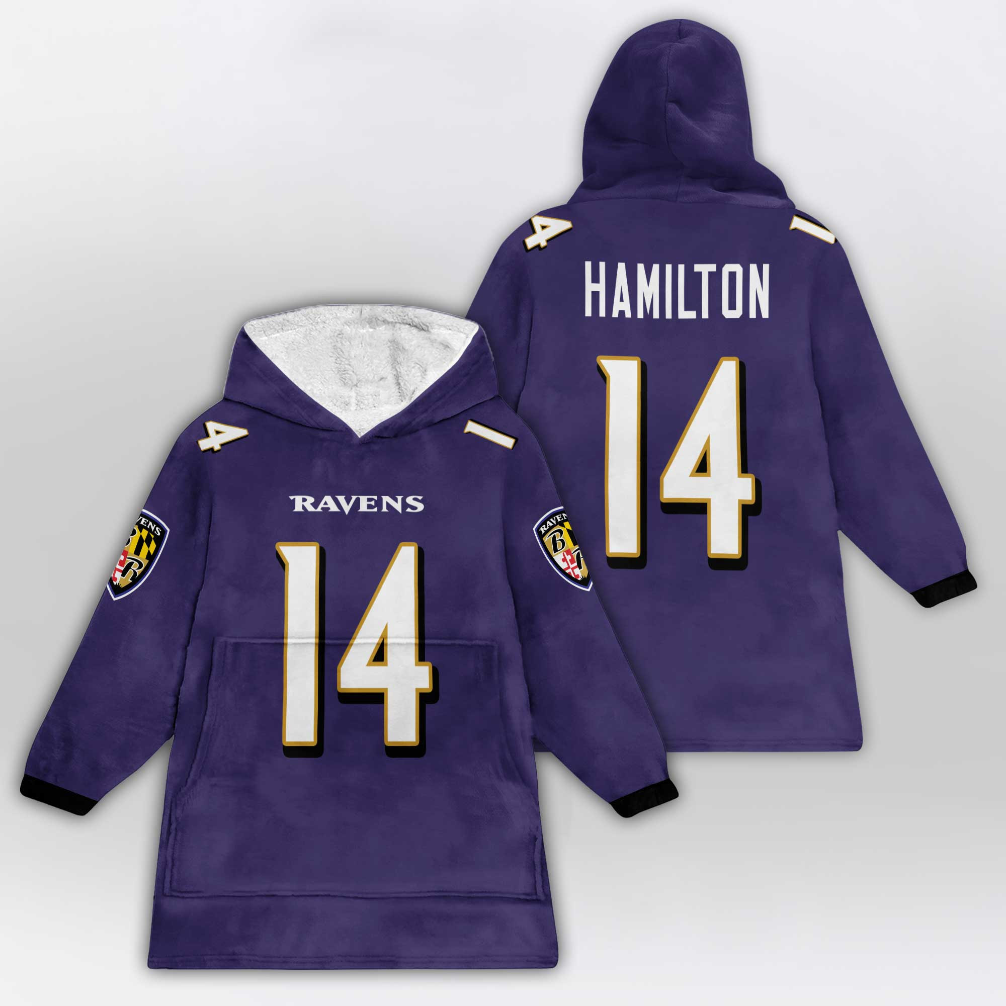 Adult 14 Baltimore Football Unisex Blanket Hoodie - Image 8