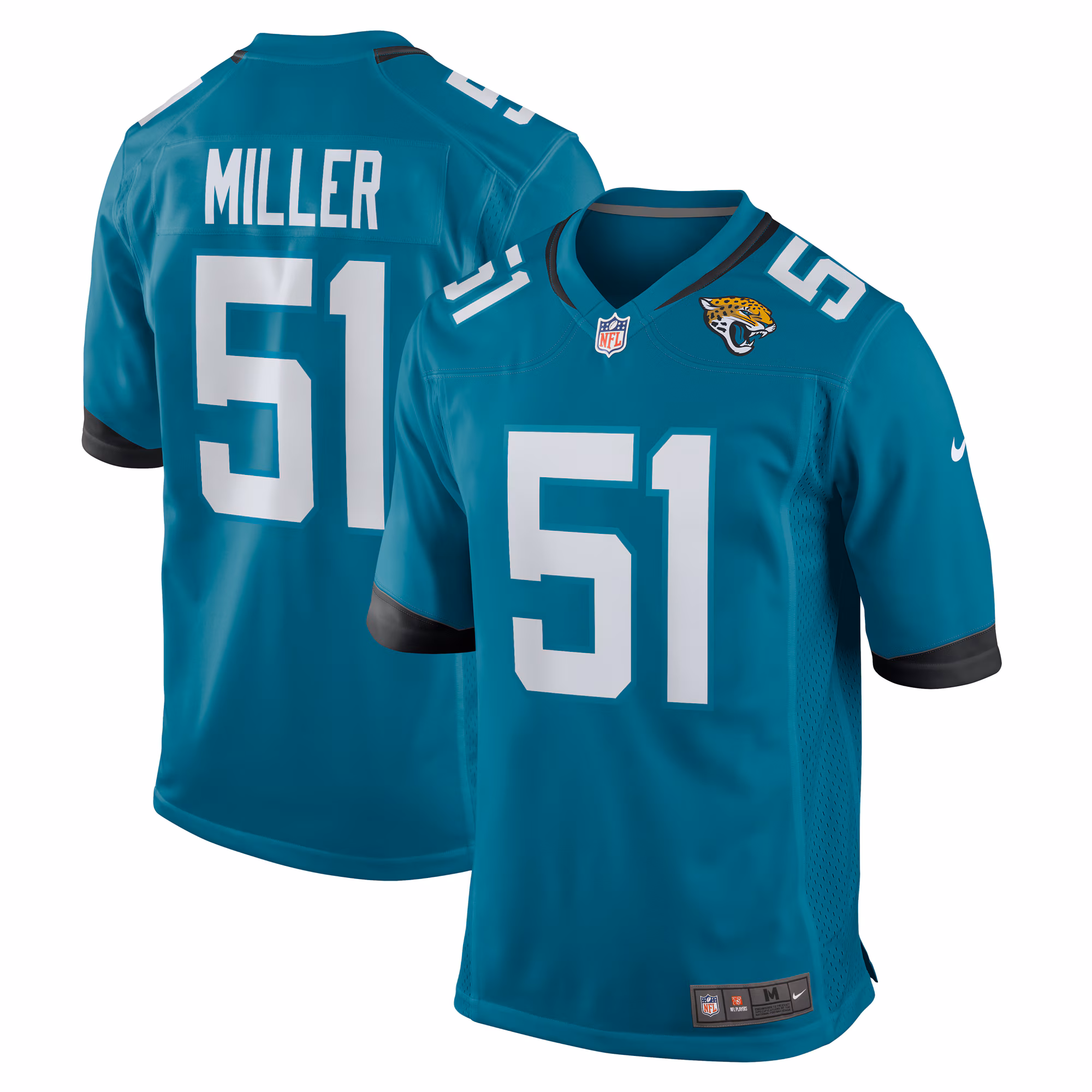 Ventrell Miller #51 Jacksonville Jaguars Game Jersey - Teal