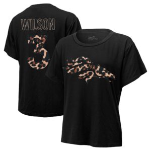 Women's Russell Wilson Black Denver Broncos Leopard Player Name & Number T-Shirt
