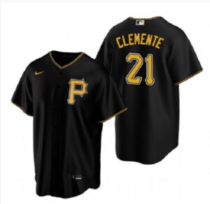 Men's Pittsburgh Pirates #21 Roberto Clemente Black Stitched Cool Base  Jersey