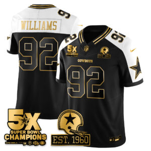 Quinnen Williams #92 Dallas Cowboys Time Champions Patch Vapor Limited Gold Jersey - All Stitched