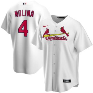 Men's  St. Louis Cardinals #4 Yadier Molina White Home 2020 Jersey