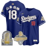 Yamamoto (Kanji) #18 Los Angeles Dodgers 9x Champs Gold Collection Stadium Vapor Limited Jersey - All Royal