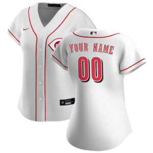 Women's Cincinnati Reds White Home Replica Custom #00 Jersey