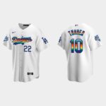 Men's Los Angeles Dodgers #10 Justin Turner 2022 Pride Night LGBTQ Cool Base Jersey - White