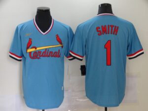 Men's St. Louis Cardinals #1 Ozzie Smith Light Blue Pullover Cooperstown Collection Stitched  Jersey