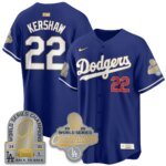 Clayton Kershaw #22 Los Angeles Dodgers 9x Champs Gold Collection Stadium Vapor Limited Jersey - All Royal