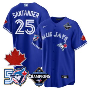 Anthony Santander #25 Toronto Blue Jays 50th Red Maple Leaf Patch World Series Limited Jersey Stitched - Royal