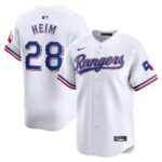 Men's Texas Rangers #28 Jonah Heim  White Home Limited Player Jersey