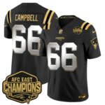 Will Campbell #66 New England Patriots 2026 AFC East Champions Gold Vapor Limited Jersey - All Stitched