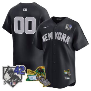 Your name #00 New York Yankees Jackie Robinson Patch Collection Limited Jersey - Navy