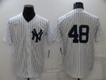 Men's  New York Yankees #48 Anthony Rizzo White Strip Throwback Cool Base Stitched Jersey