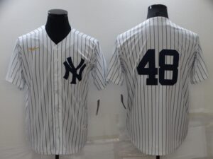 Men's  New York Yankees #48 Anthony Rizzo White Strip Throwback Cool Base Stitched Jersey