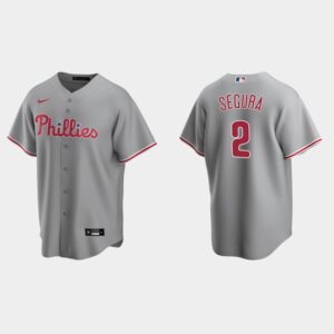 Men's Philadelphia Phillies #2 Jean Segura Road Gray Jersey