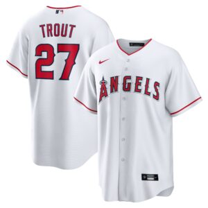 Los Angeles Angels Mike Trout #27 White Home Replica Player Name Jersey