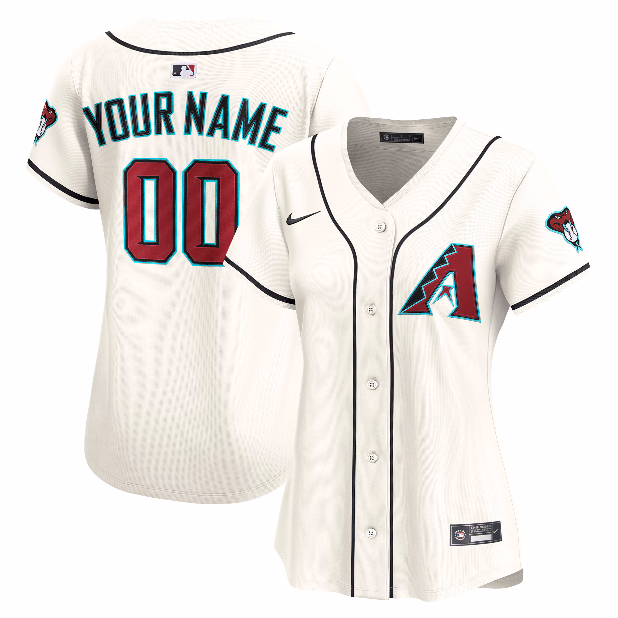 Women's Arizona Diamondbacks Cream Home Limited Custom #00 Jersey