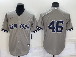 Men's  New York Yankees #46 Andy Pettitte Stitched Grey Cool Base Stitched Jersey
