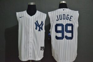 Men's New York Yankees #99 Aaron Judge White 2020 Cool and Refreshing Sleeveless Fan Stitched  Jersey