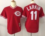 Mitchell And Ness Cincinnati Reds #11 Barry Larkin Red Throwback Stitched Jersey