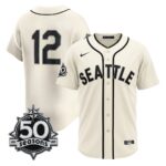 Josh Naylor #12 Seattle Mariners 50th Anniversary Steelheads Sunday Night Jersey - Cream