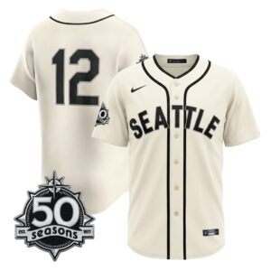 Josh Naylor #12 Seattle Mariners 50th Anniversary Steelheads Sunday Night Jersey - Cream