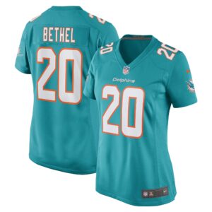 Justin Bethel Miami Dolphins  Women's Game Player Jersey - Aqua