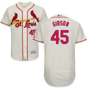 St. Louis Cardinals #45 Bob Gibson Cream Flexbase Collection Stitched Jersey
