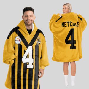 Adult 4 Pittsburgh Football Unisex Blanket Hoodie
