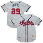 Atlanta Braves John Smoltz #29 Mitchell & Ness Gray 1995 Throwback Authentic Jersey