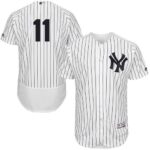New York Yankees #11 Brett Gardner White Strip Flexbase Collection Stitched Jersey