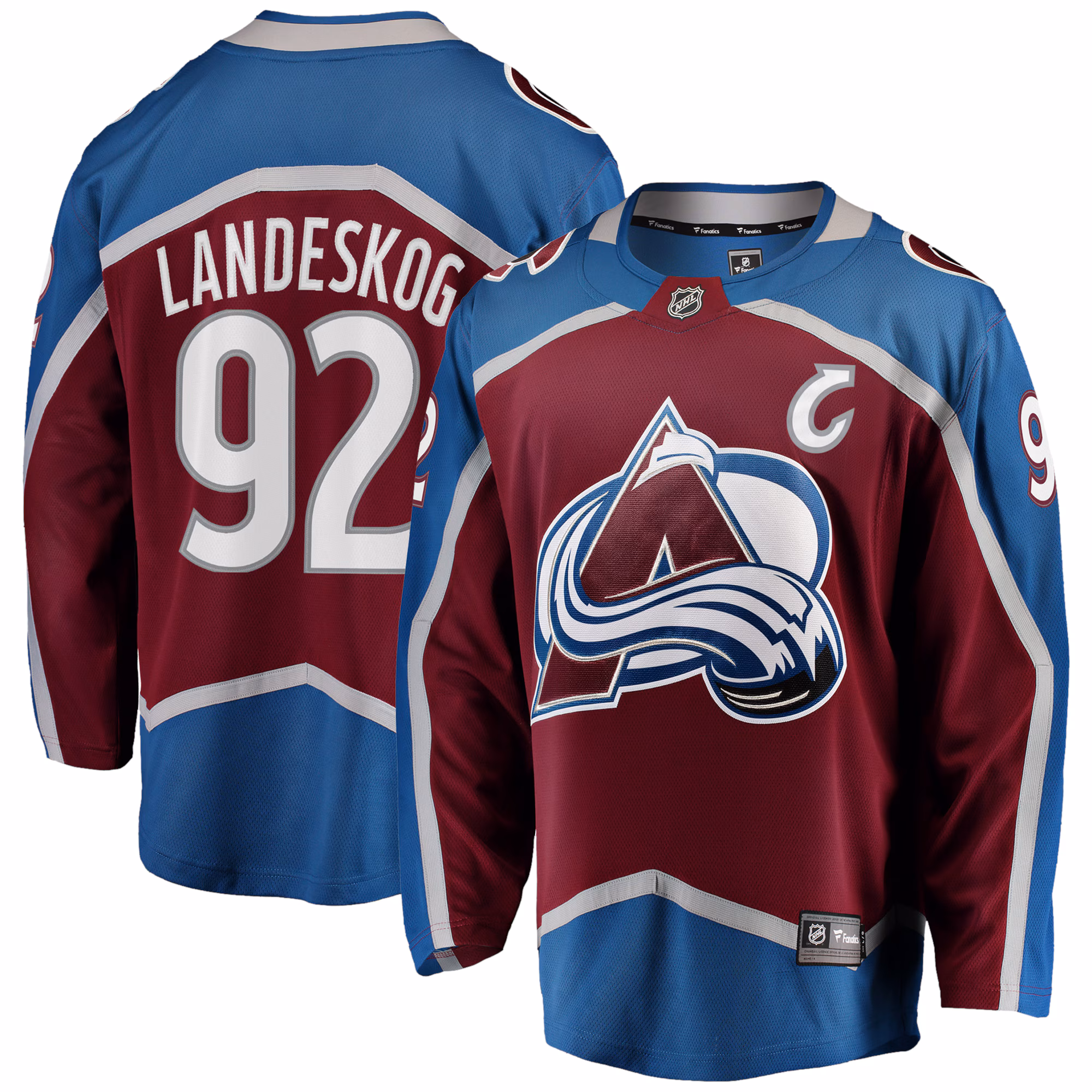 Colorado Avalanche Gabriel Landeskog #92 Fanatics Burgundy Captain Patch Home Breakaway Jersey
