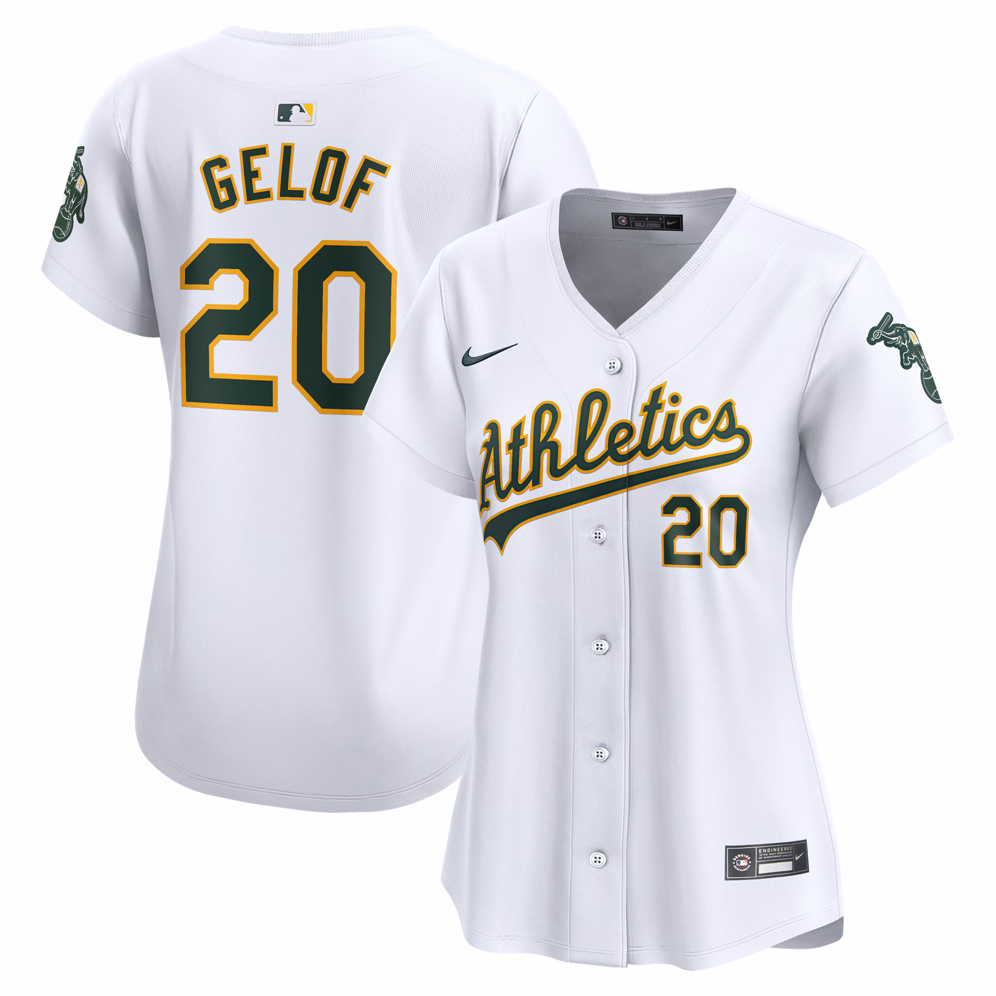 Women's Athletics Zack Gelof #20 White Home Limited Player Jersey