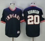 Cleveland Indians #20 Eddie Robinson Navy Blue 1976 Turn Back The Clock Stitched Jersey