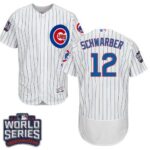 Chicago Cubs #12 Kyle Schwarber White Flexbase Collection 2016 World Series Bound Stitched Jersey
