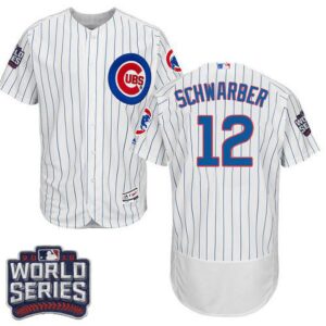 Chicago Cubs #12 Kyle Schwarber White Flexbase Collection 2016 World Series Bound Stitched Jersey