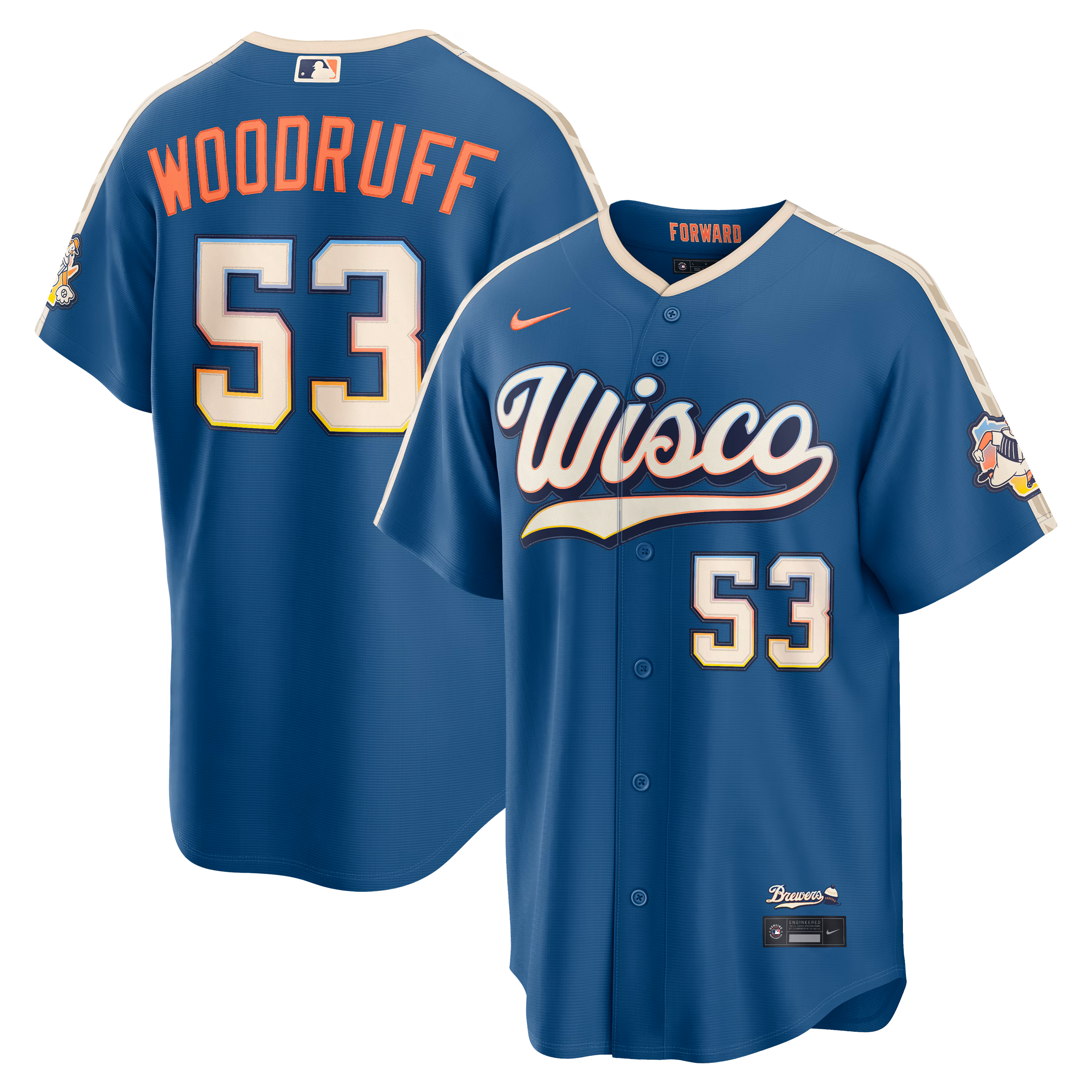 Milwaukee Brewers Brandon Woodruff #53 Mineral Blue 2026 City Connect Stadium Jersey