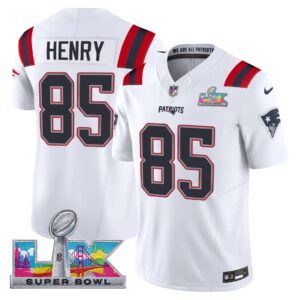 Hunter Henry #85 New England Patriots Super 2025 Bowl LX Patch Retired Game Jersey - White