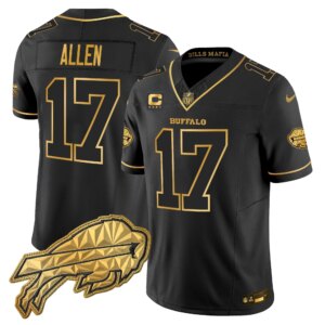 Josh Allen #17 Buffalo Bills BUF 2025 "Rivalries" Gold Vapor Limited Jersey - All Stitched